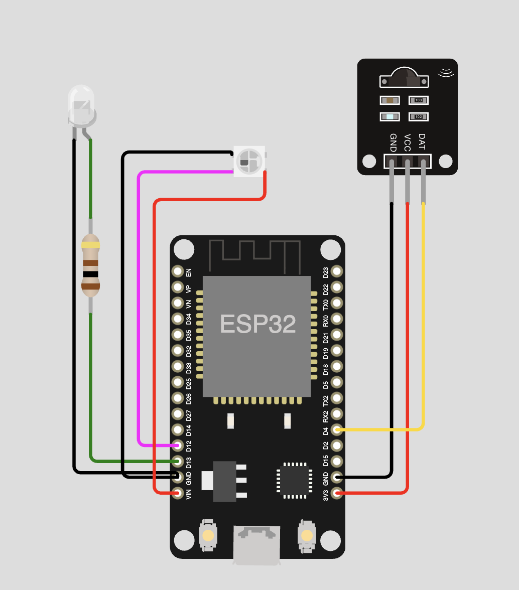 Wiring: 1× IR receiver + 1× IR LED + WS2812B